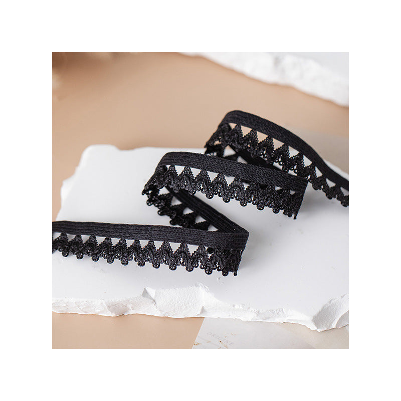 FREEDOMBEAUTY | Factory direct 1.6CM big crown elastic flower bud elastic band black and white spot women's underwear elastic webbing