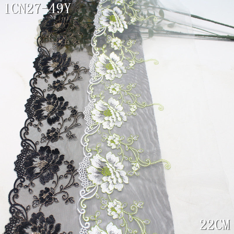 FREEDOMBEAUTY | [1Pack] Classic retro gold thread flower mesh embroidery lace, cheongsam dress underwear lace accessories DIY