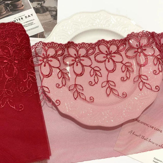FREEDOMBEAUTY | Spot plain and elegant mesh embroidery lace accessories decorative fabric design clothing DIY