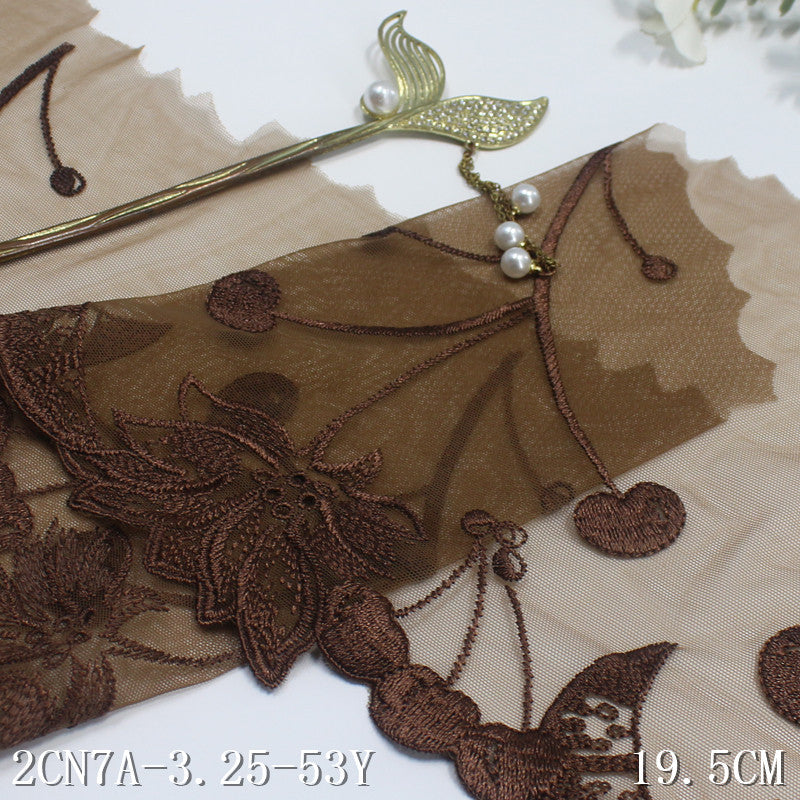 FREEDOMBEAUTY | Modern fashion multi-colored mesh cherry flower elastic embroidery lace 20.5cm clothing accessories
