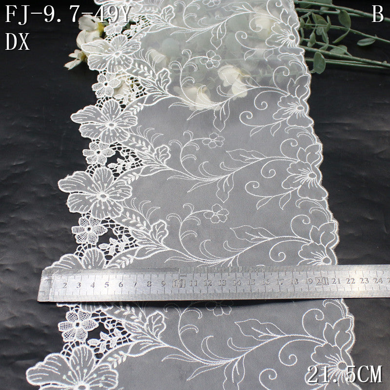 FREEDOMBEAUTY | [1Pack] Fresh fairy air book white hollow silver thread flower water-soluble lace, wedding dress skirt lace accessories