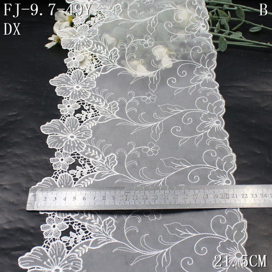 FREEDOMBEAUTY | [1Pack] Fresh fairy air book white hollow silver thread flower water-soluble lace, wedding dress skirt lace accessories