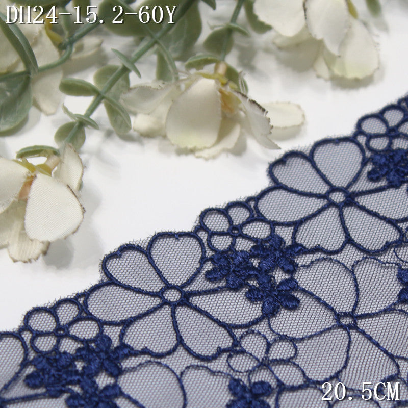 FREEDOMBEAUTY | Navy blue half-width flower light mesh embroidery lace, clothing underwear lace accessories DIY