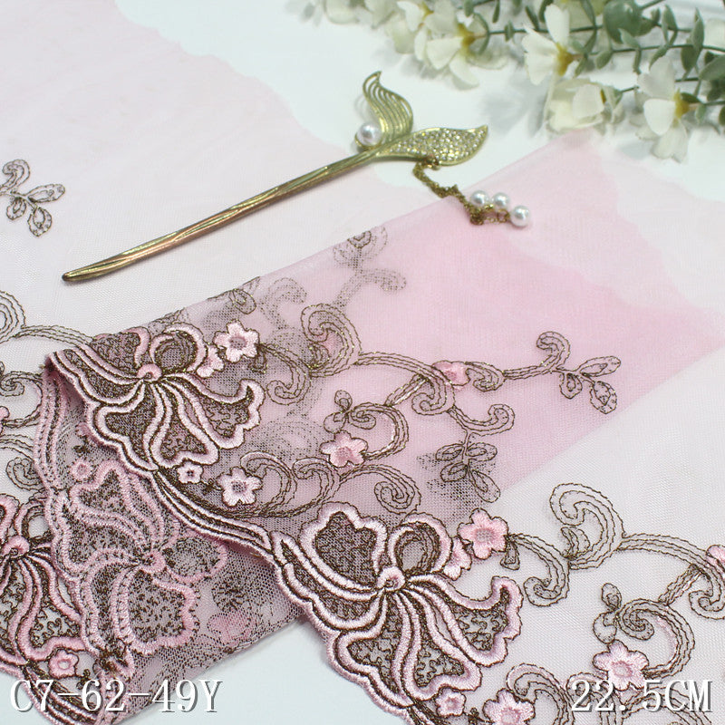 FREEDOMBEAUTY | Ethnic style gold thread exquisite flower mesh embroidery lace, curtain sofa cushion lace accessories
