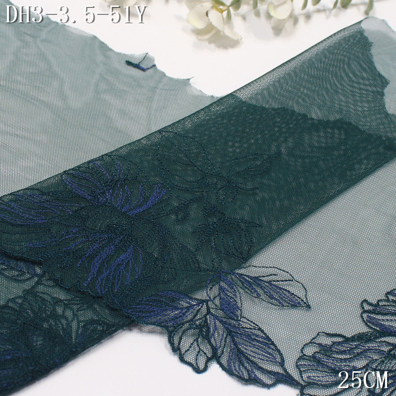 FREEDOMBEAUTY | Black and green light mesh retro large flower embroidered lace clothing cheongsam home lace accessories