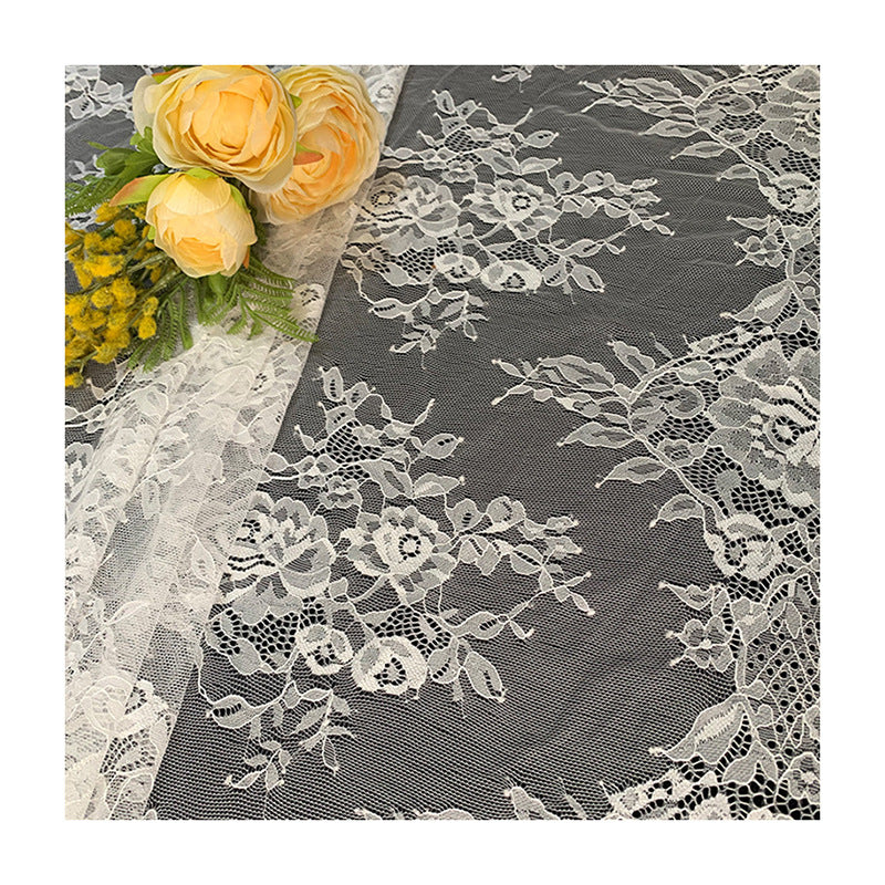 FREEDOMBEAUTY | Flat large flower nylon knitted lace, brand dress women's skirt hem eyelash lace fabric