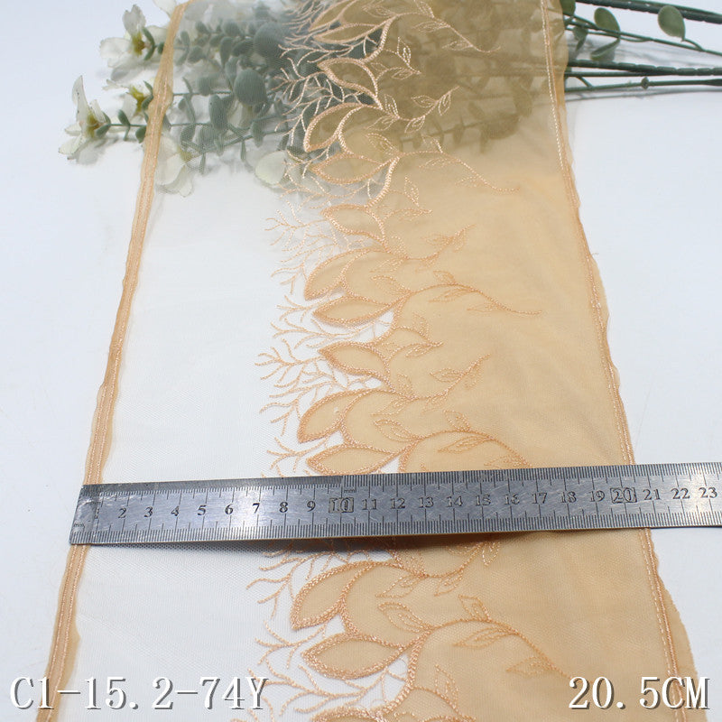 FREEDOMBEAUTY | Apricot double mesh fashion branches and leaves embroidery lace, clothing handmade DIY lace accessories