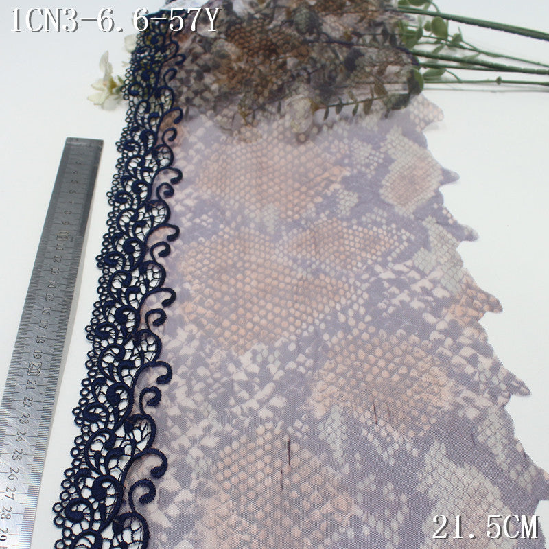 FREEDOMBEAUTY | [1Pack] Snake texture printing mesh yarn water-soluble embroidery lace 21.5cm clothing dressing lace accessories