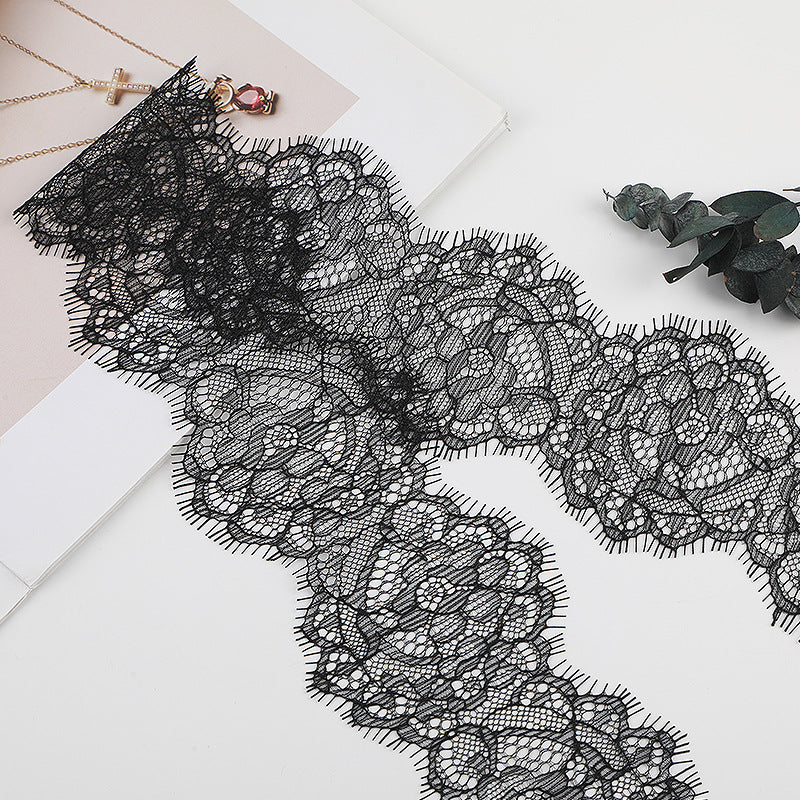 FREEDOMBEAUTY | [no- stretch] 8cm eyelash lace, black non-elastic lace edge, exquisite lace lace supplement for clothing accessories, in stock
