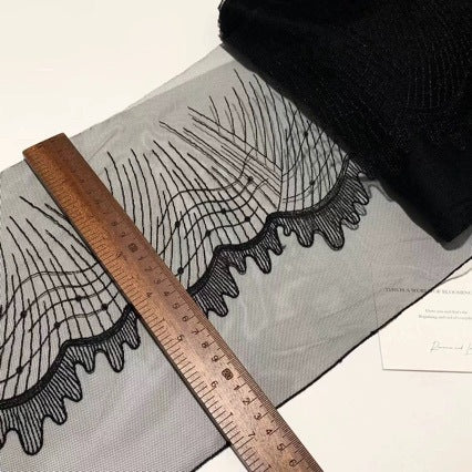 FREEDOMBEAUTY | Spot retro black simple middle embroidery mesh lace accessories decorative design DIY clothing fabric
