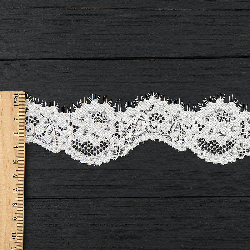 FREEDOMBEAUTY | [stretch] White hollow lace lace accessories, wavy lace edges, small fresh clothing home textile elastic lace accessories