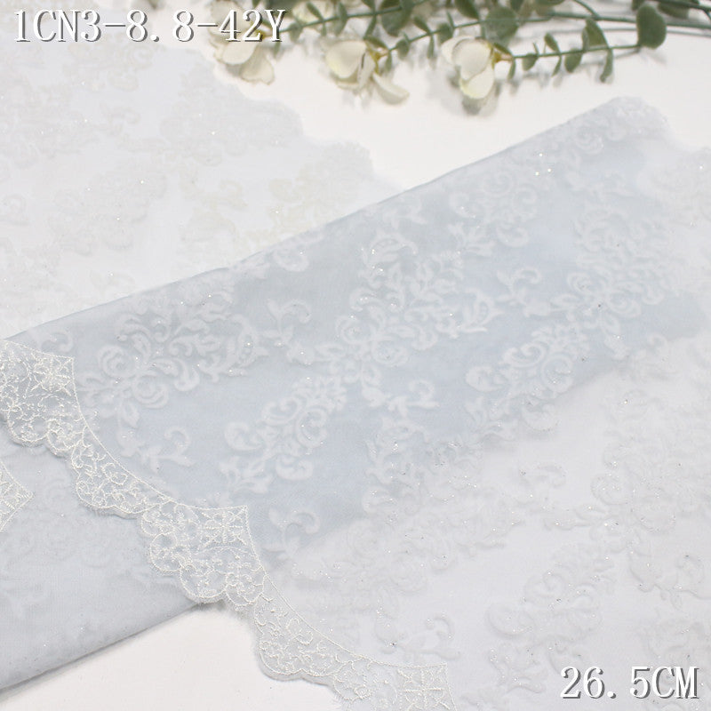 FREEDOMBEAUTY | [1Pack] Multi-color chiffon mesh full-width flocking pattern embroidery lace 28cm clothing accessories home textile lace accessories