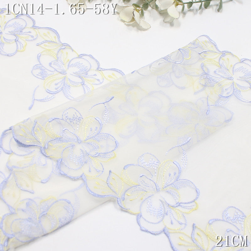 FREEDOMBEAUTY | [1Pack] Beautiful exquisite silver and gold thread flower mesh embroidery lace 21cm clothing underwear skirt lace accessories