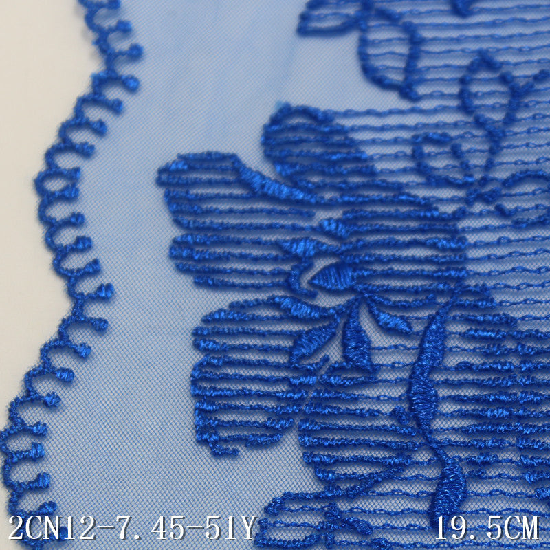 FREEDOMBEAUTY | Blue Vertical Stripe Classical Flower Mesh Embroidery Lace DIY Cuffs Dress Lace Lace Accessories