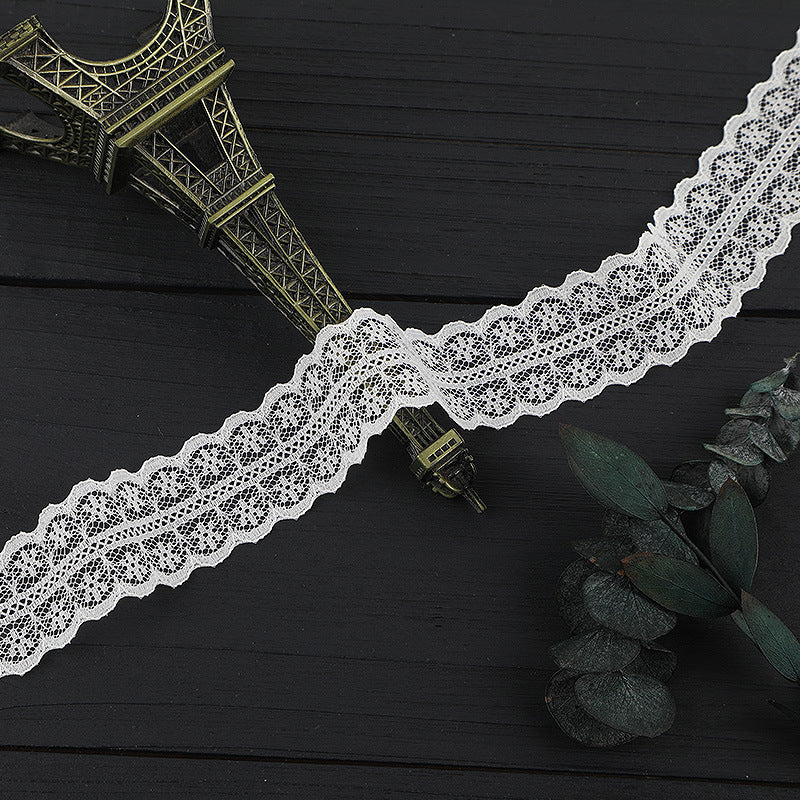 FREEDOMBEAUTY | [stretch] 2cm white lace, nylon elastic lace edge, neckline cuffs, clothing, exquisite lace lace accessories