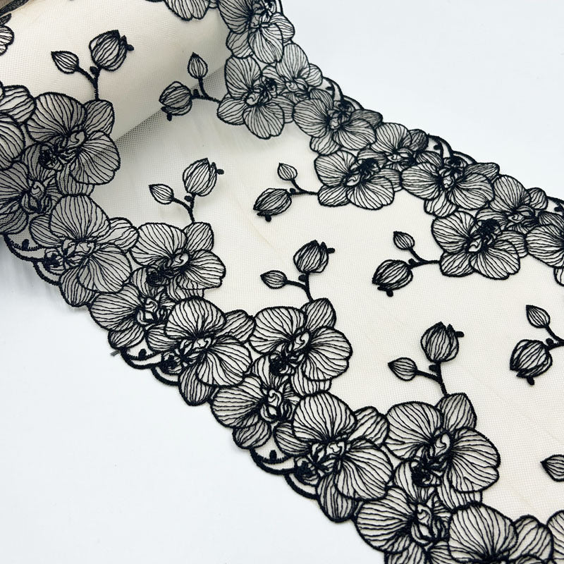 FREEDOMBEAUTY | Factory Spot Black Lines Rose Underwear Embroidery Lace Water Soluble Mesh Embroidery Lace Clothing Home Textile Accessories