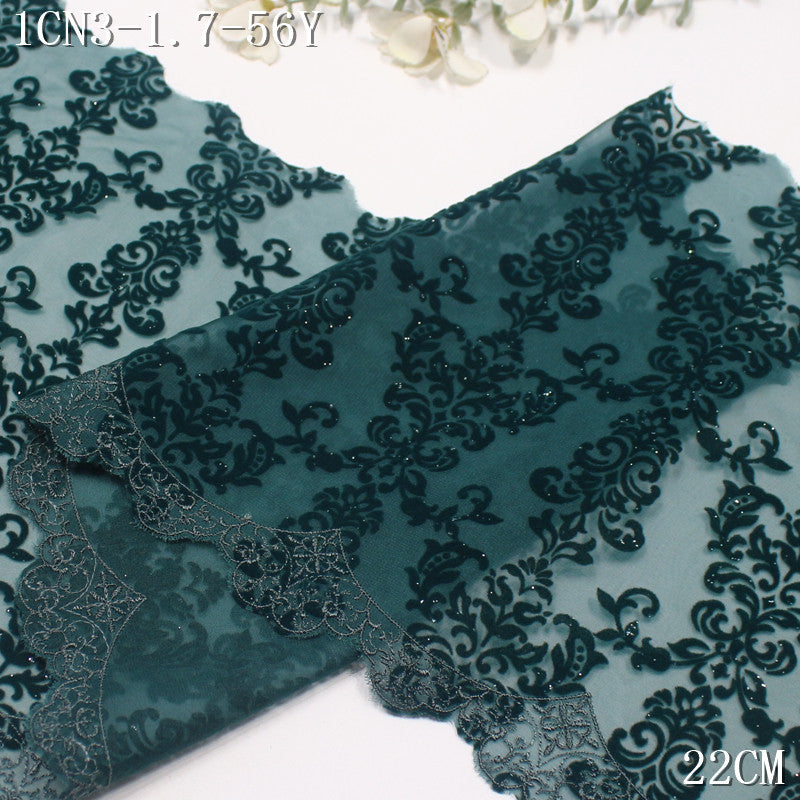 FREEDOMBEAUTY | [1Pack] Multi-color chiffon mesh full-width flocking pattern embroidery lace 28cm clothing accessories home textile lace accessories