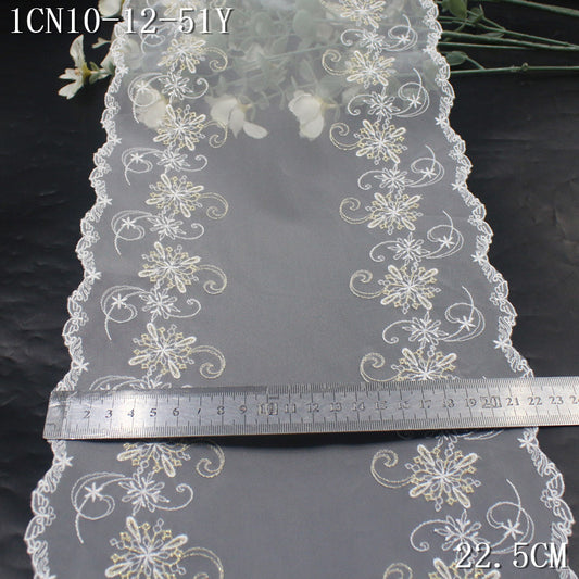 FREEDOMBEAUTY | [1Pack] French exquisite gold and silver thread beautiful pattern mesh embroidery lace, high-end dress decoration accessories