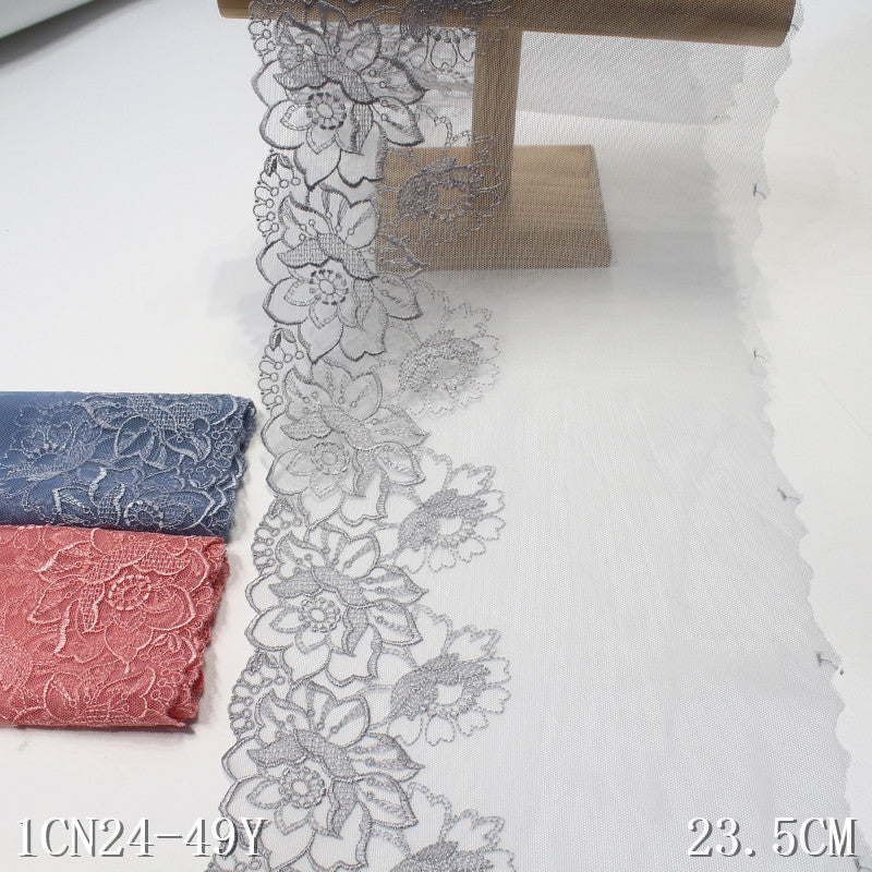 FREEDOMBEAUTY | [1Pack] Light mesh modern floral pattern embroidery lace 23cm clothing DIY curtain lace accessories