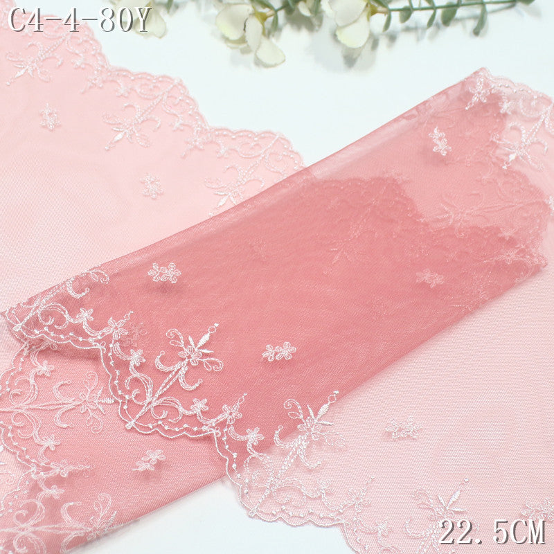FREEDOMBEAUTY | Color mesh embroidery lace bilateral French pattern, Lolita skirt children's lace accessories