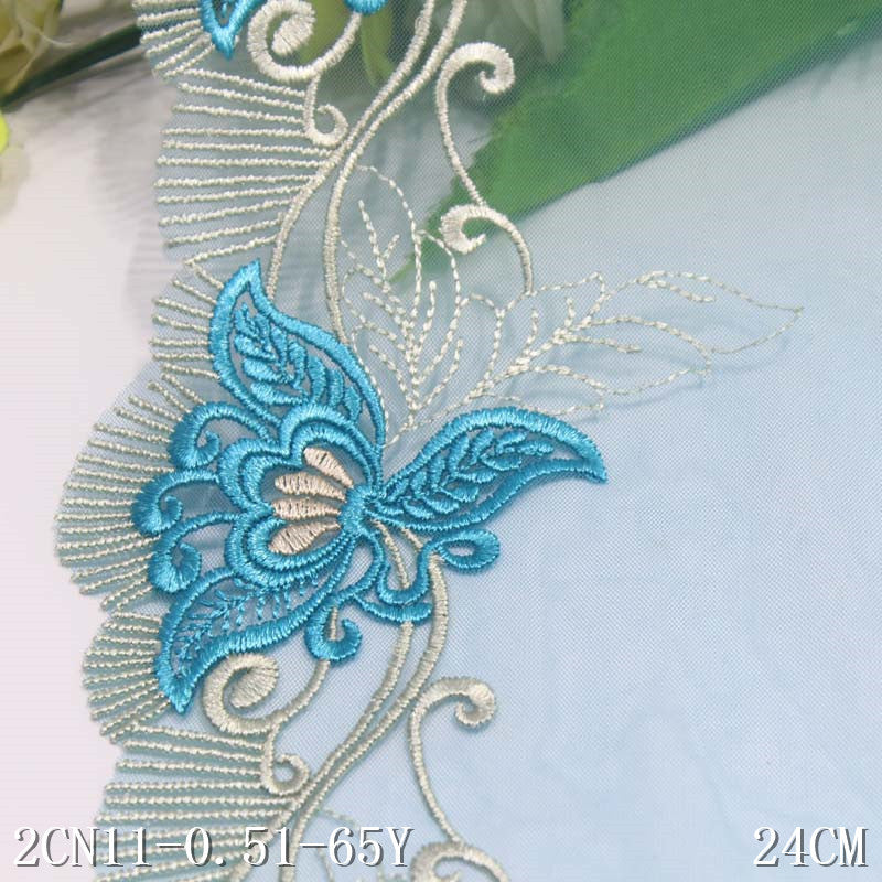 FREEDOMBEAUTY | Three-color mesh delicate butterfly flower embroidered lace, classical clothing curtain sofa cushion lace accessories