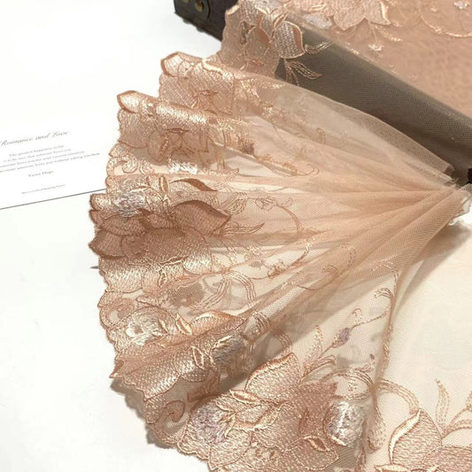 FREEDOMBEAUTY | In Stock, Heavy Industry Bright Silver Wire Embroidered Mesh Lace Single-Sided Lace Accessories Design 18CM Home Textile Accessories
