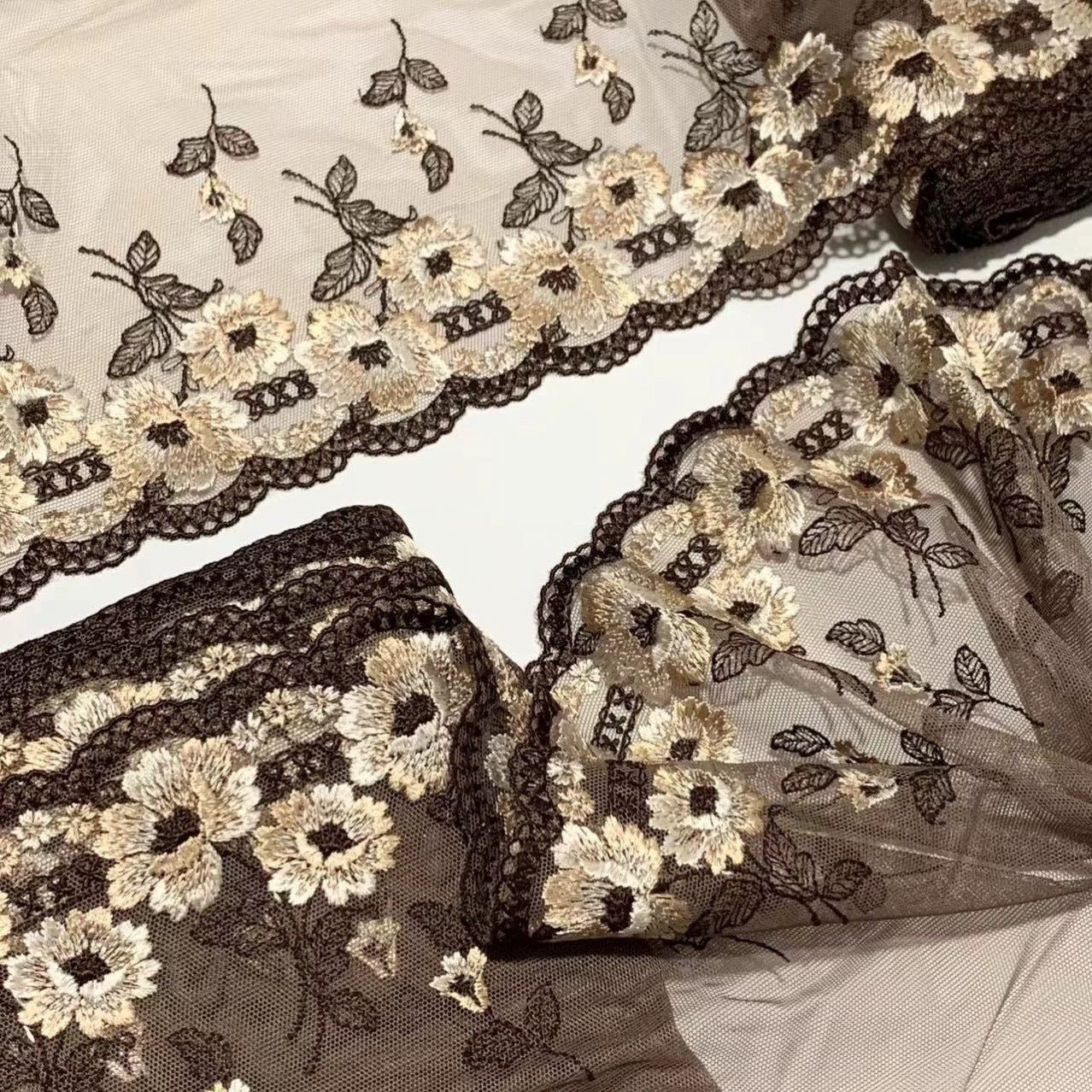 FREEDOMBEAUTY | Spot court style embroidery mesh lace accessories decorative fabric design DIY clothing