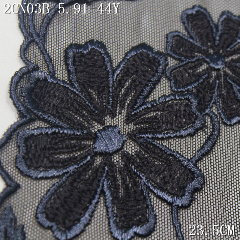FREEDOMBEAUTY | Vintage Flower Black Mesh Embroidery Lace, Clothing Underwear Home Curtain Lace Accessories