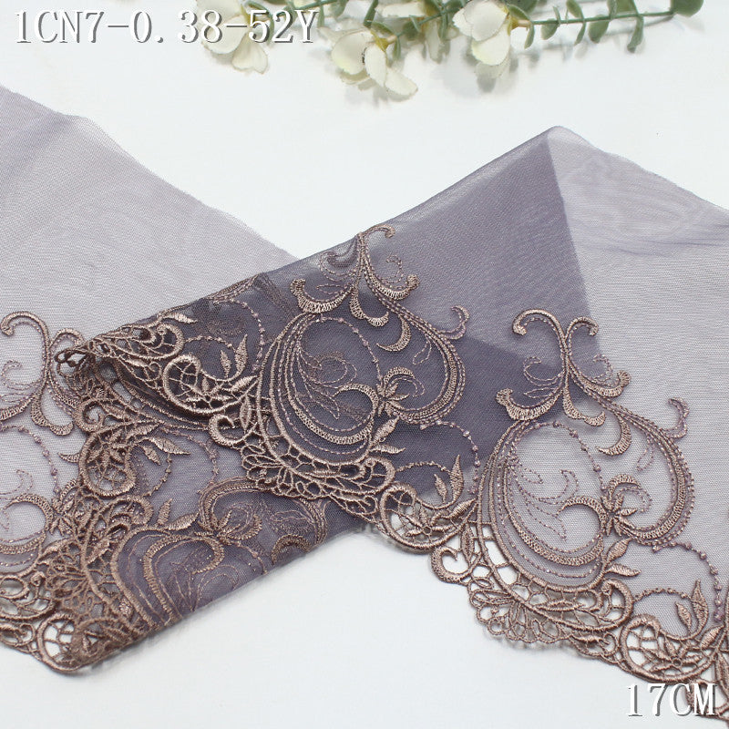 FREEDOMBEAUTY | [1Pack] Silver thread water-soluble embroidery lace roll pattern 22cm clothing home textile lace accessories DIY