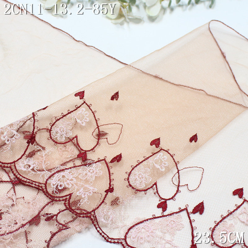 FREEDOMBEAUTY | [1Pack] Valentine's Day Romantic Qixi Festival Love Flower Light Mesh Embroidery Lace, Skirt Underwear Lace Accessories