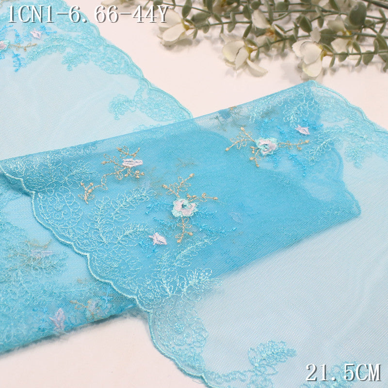 FREEDOMBEAUTY | European retro two-color mesh embroidery lace bilateral plant grass flower 21.5cm clothing accessories
