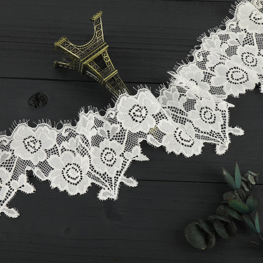FREEDOMBEAUTY | [laser-cut lace] White eyelash lace, elastic laser cut lace, toy home textile clothing lace accessories