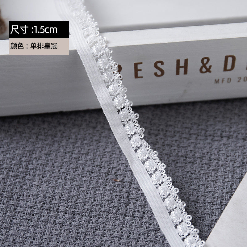 FREEDOMBEAUTY | 1.5cm/2.0cm single and double row crown pant buds, white knitted nylon stretch underwear panty lace band