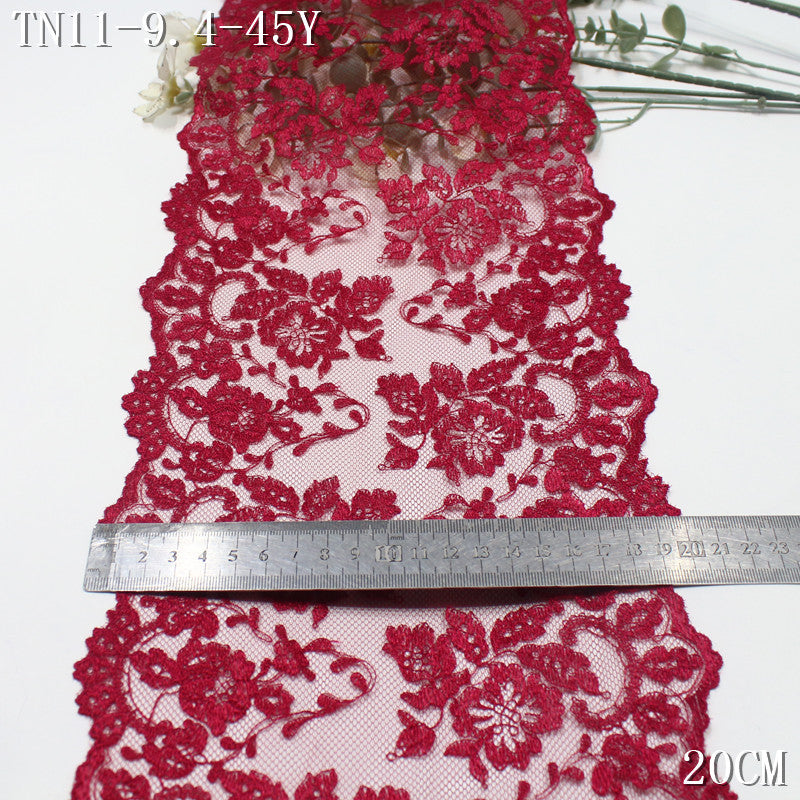 FREEDOMBEAUTY |  retro light mesh yarn bilateral flower embroidery lace 24cm clothing cheongsam home soft decoration lace accessories