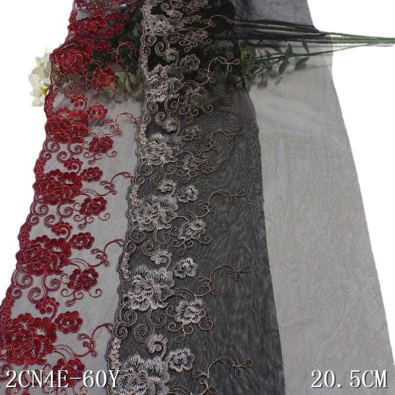FREEDOMBEAUTY | Classic Black Gold Thread Flower Mesh Embroidery Lace 21cm Clothing Home Textiles Lace Accessories
