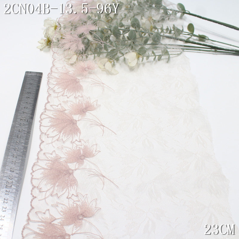 FREEDOMBEAUTY | Fresh naked pink dandelion light mesh embroidery lace, girl skirt decoration handmade dress accessories