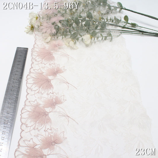 FREEDOMBEAUTY | Fresh naked pink dandelion light mesh embroidery lace, girl skirt decoration handmade dress accessories