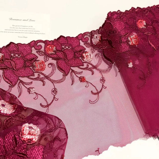 FREEDOMBEAUTY | In Stock, Heavy Industry Bright Silver Wire Embroidered Mesh Lace Single-Sided Lace Accessories Design 18CM Home Textile Accessories