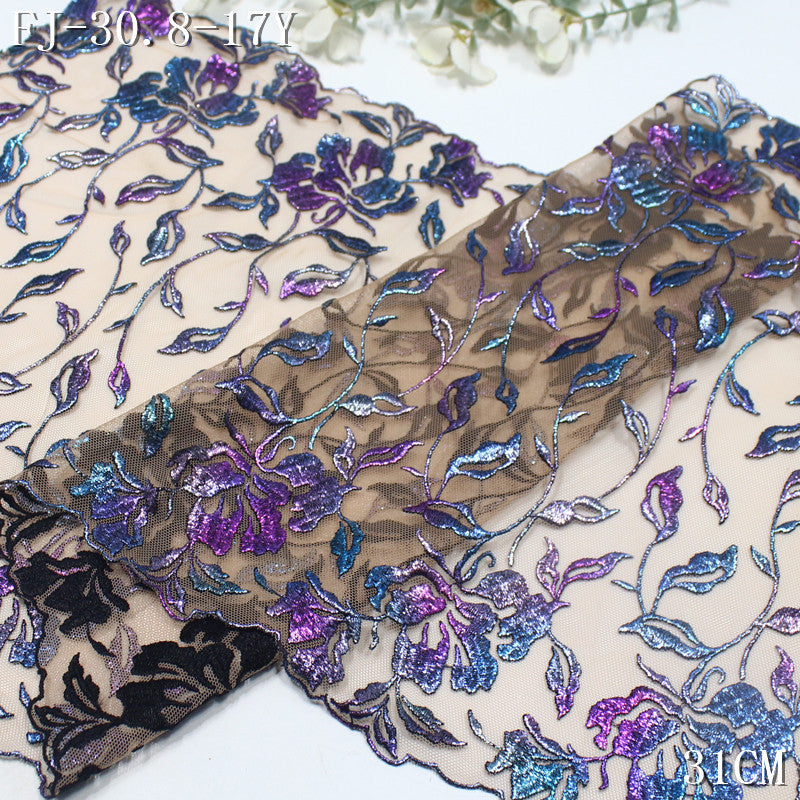 FREEDOMBEAUTY | [1Pack] Symphony Cyberpunk bronzing flower mesh embroidery lace, trendy stage clothing dressing accessories DIY