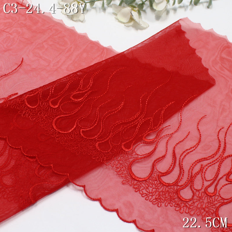 FREEDOMBEAUTY | Light mesh embroidery lace streamline flame pattern, clothing underwear curtain lace accessories