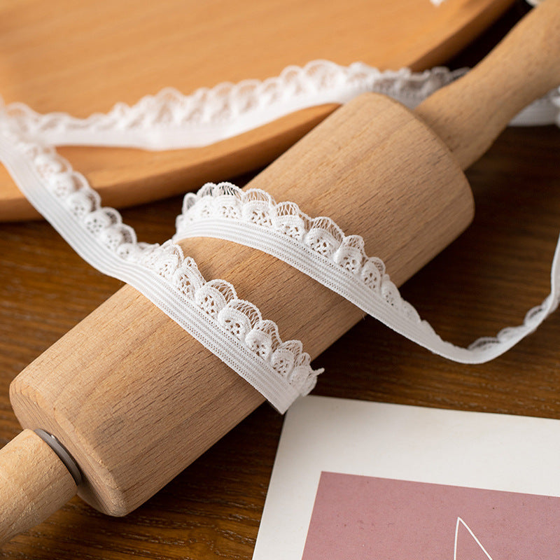FREEDOMBEAUTY | Factory direct 1.3CM fish silk henna white spot, children's underwear elastic hollow fish silk bud belt
