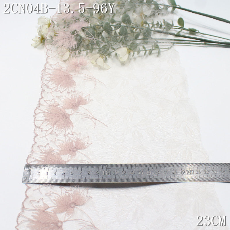 FREEDOMBEAUTY | Fresh naked pink dandelion light mesh embroidery lace, girl skirt decoration handmade dress accessories