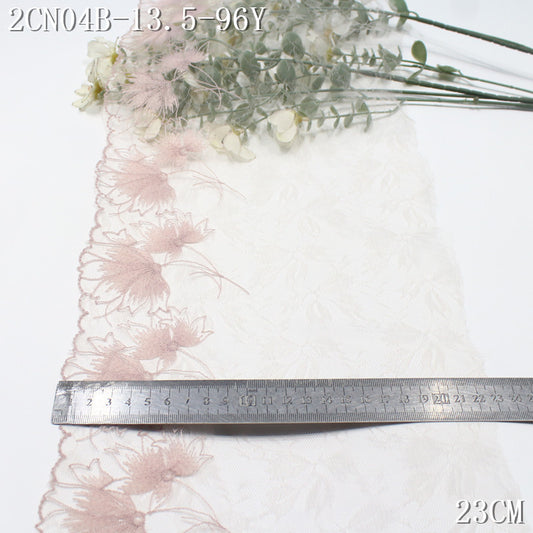 FREEDOMBEAUTY | Fresh naked pink dandelion light mesh embroidery lace, girl skirt decoration handmade dress accessories