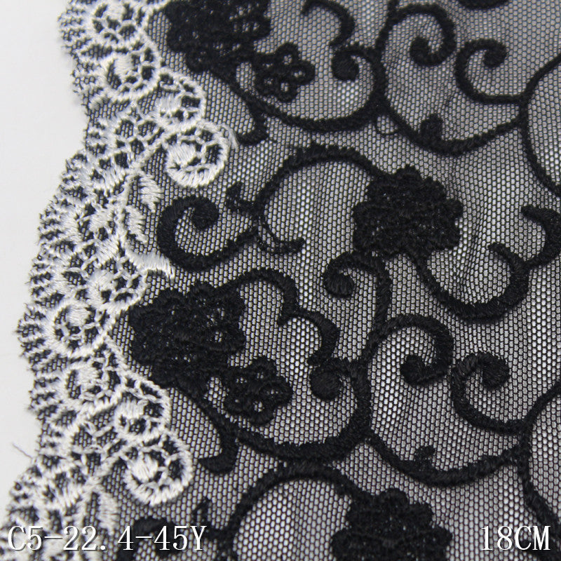 FREEDOMBEAUTY | Black and white French retro pattern mesh embroidery lace 24cm dress neckline lace accessories