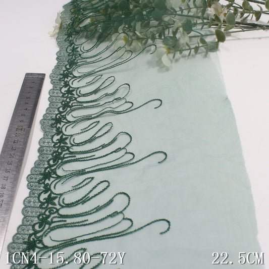 FREEDOMBEAUTY | Turquoise mesh embroidered lace rattan pattern 22.5cm dress fashion skirt lace accessories
