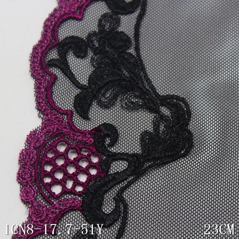 FREEDOMBEAUTY | Black Silky Light Mesh Water Soluble Lace Embroidery 23cm Clothing Home Textiles Lace Accessories