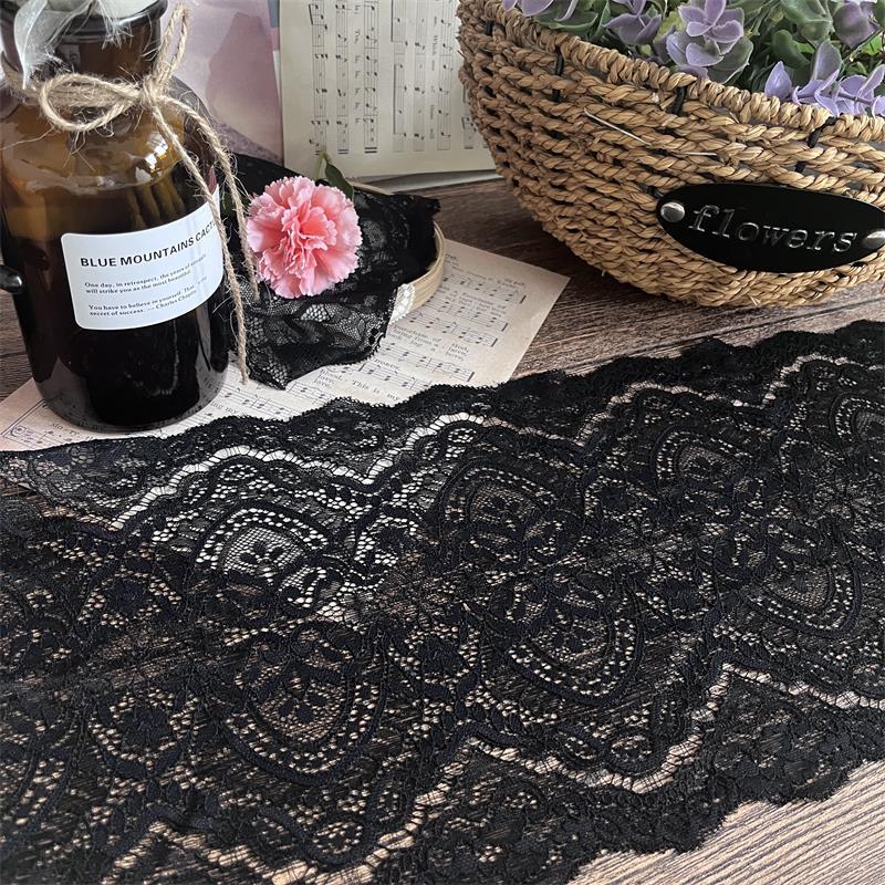 FREEDOMBEAUTY | 18cm black lace accessories imported DIY fabric flower skirt lining lengthened and wide elastic hollow, white skirt