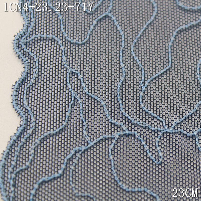 FREEDOMBEAUTY | [1Pack] Indigo mesh yarn simple full irregular stripes embroidery lace 23cm clothing accessories lace accessories