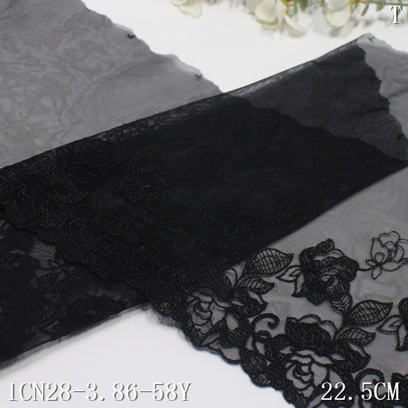 FREEDOMBEAUTY | Black and purple unilateral retro flower embroidery lace 21cm clothing home textile lace accessories