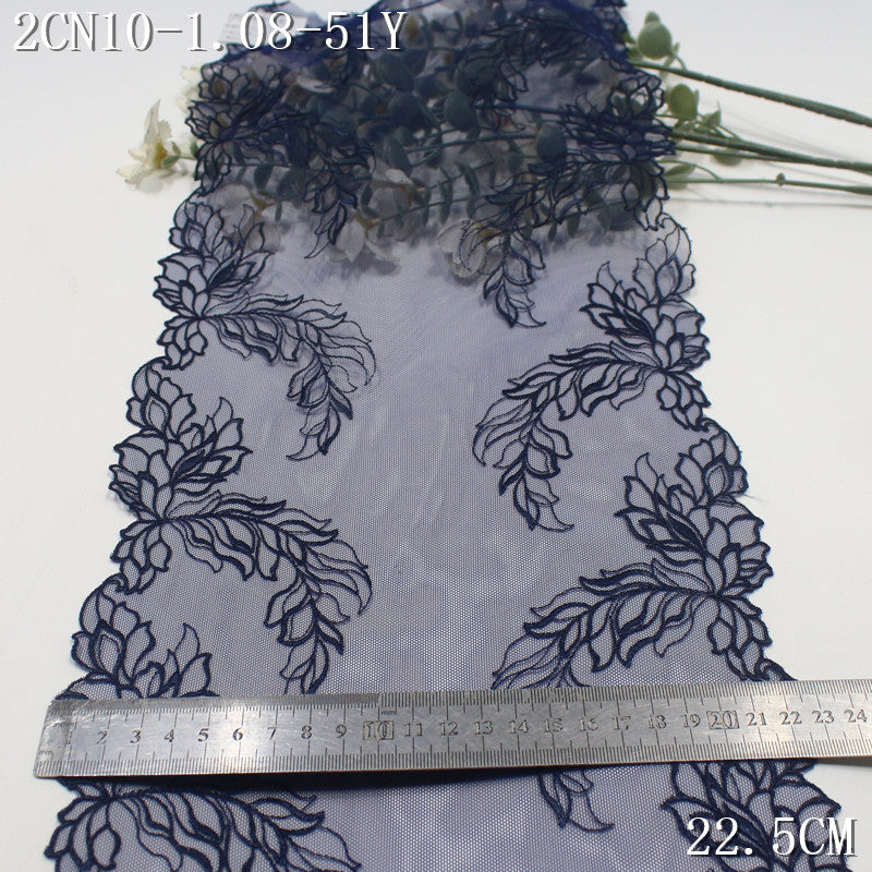 【1Pack】-Freedombeauty | Two-color mesh modern style bilateral scattered flower spikes embroidered lace 22.5cm clothing accessories